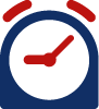 Training in 5 minutes or less Blue and red icon clock - training in 5 minutes or less